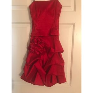 Strapless red dress